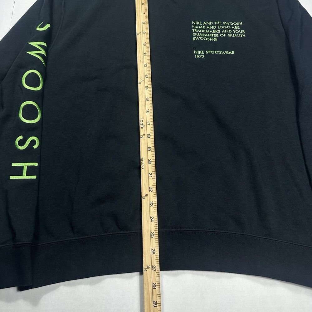 Nike Sportswear Swoosh Embroidered Black Green Pullover Sweatshirt Double Large - Picture 7 of 11